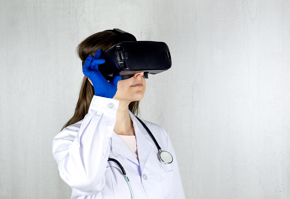 Doctor using VR headset.